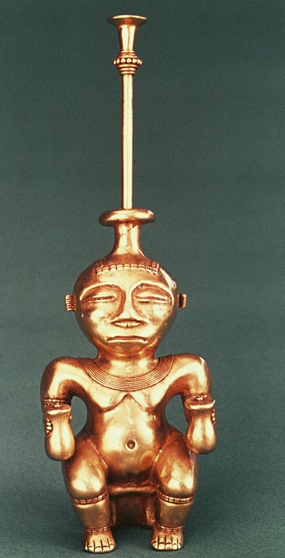 Limettenbehälter aus gegossenem Gold, Quimbaya von Pre Columbian